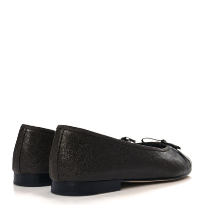 Chanel Caviar CC Cap Toe Ballerina Flats 38.5 Brown 5 of 9