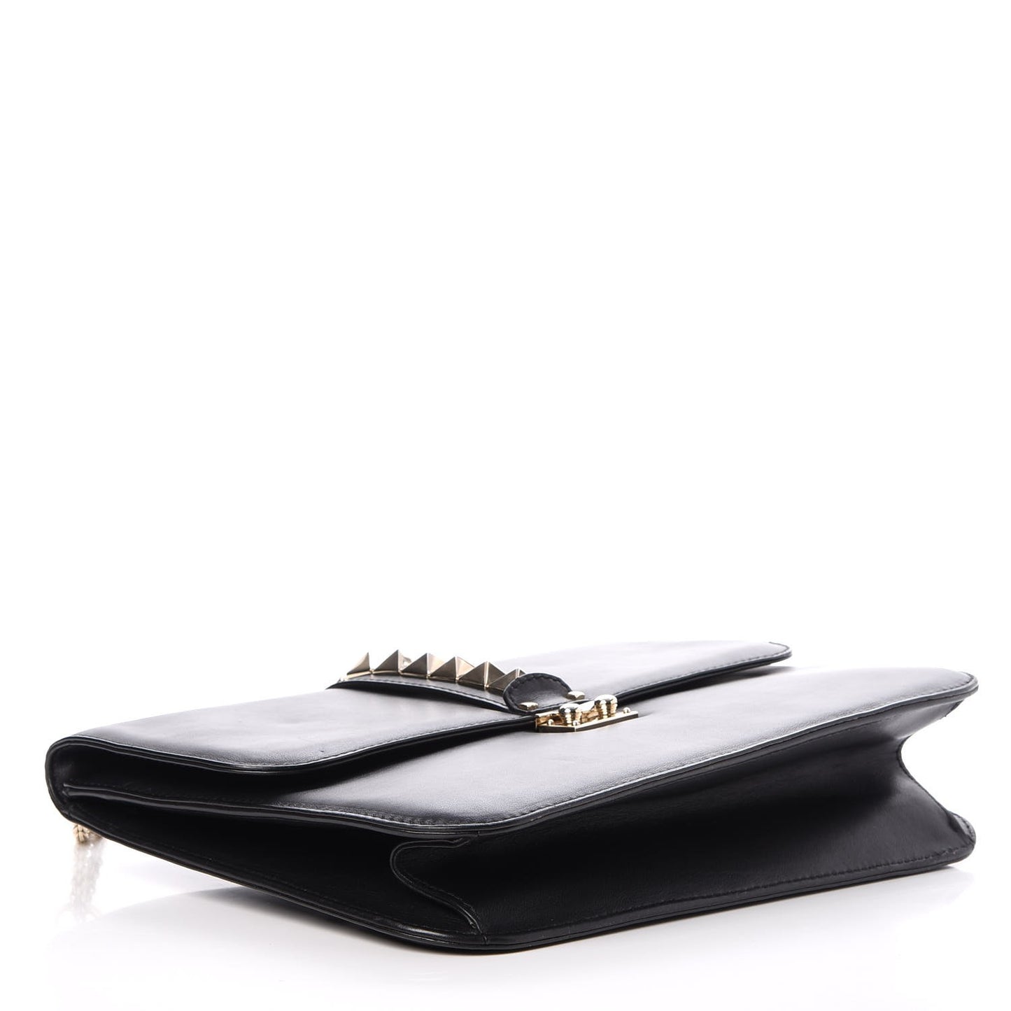 Vitello Large Glam Lock Rockstud Flap Black
