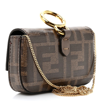 Fendi Glazed Fabric FF 1974 Nano Baguette Charm Mogano Panna 3 of 12