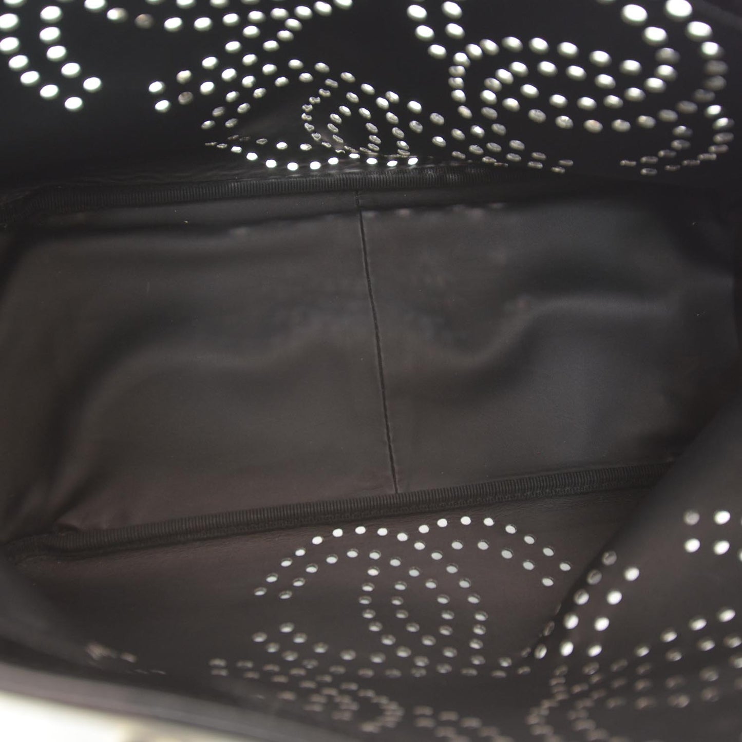 Patent Perforated CC Shopping Tote Black