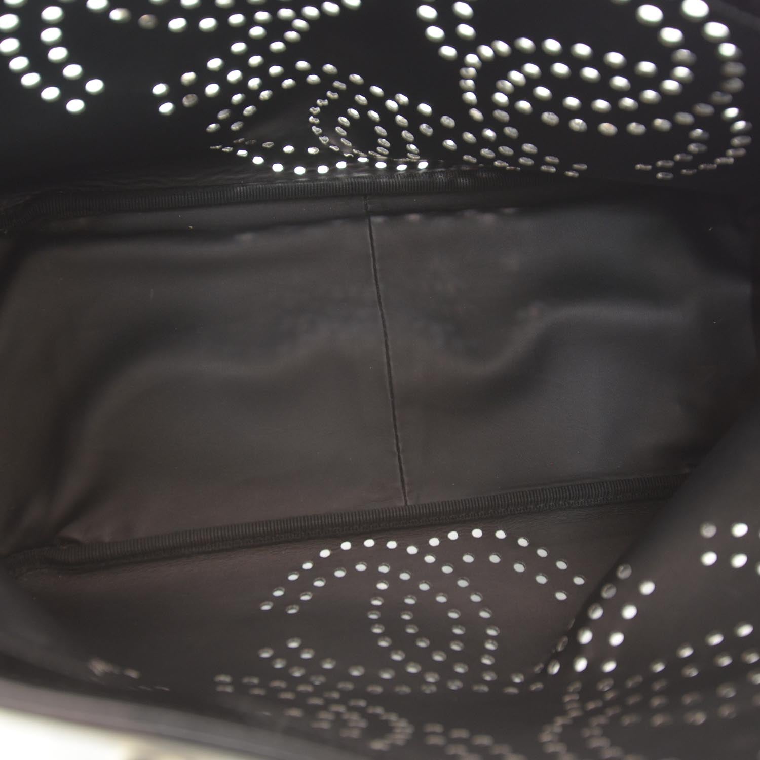 Chanel Patent Perforated CC Shopping Tote Black 9 of 9