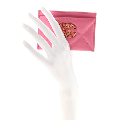 Chanel Lambskin Quilted Chanel 19 Card Holder Pink 2 of 9