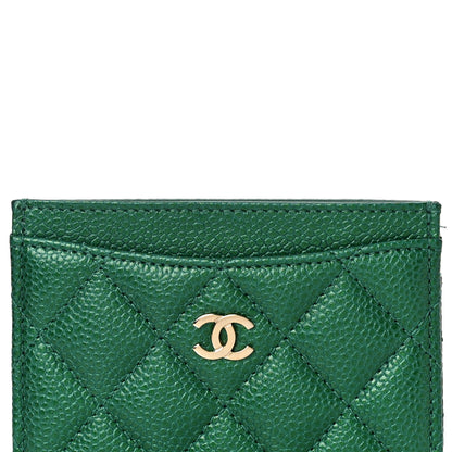 Chanel Metallic Caviar Quilted Card Holder Green 9 of 12