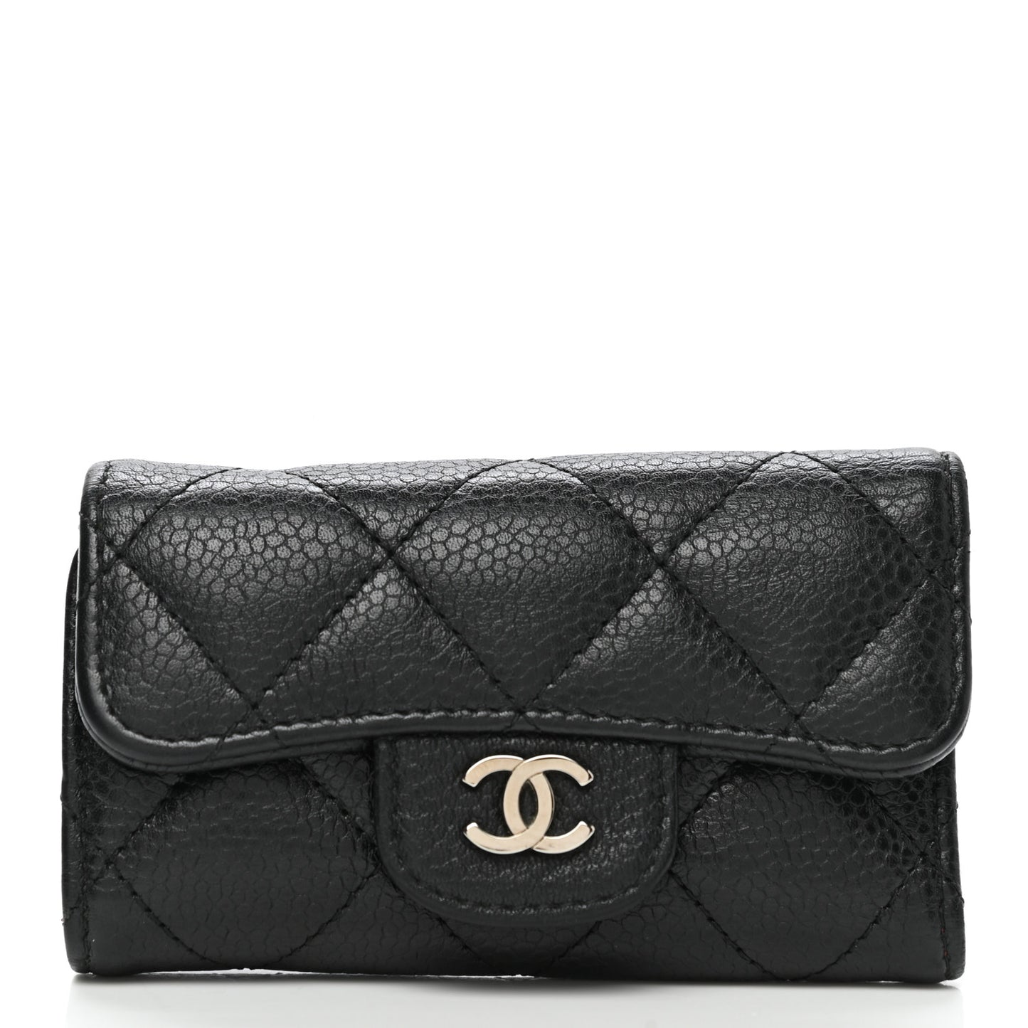 Caviar Quilted 6 Key Holder Black
