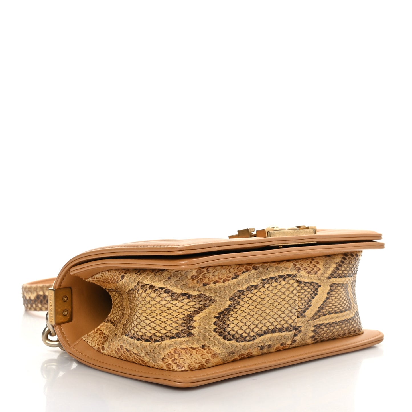 Snakeskin Calfskin Small Boy Flap Brown