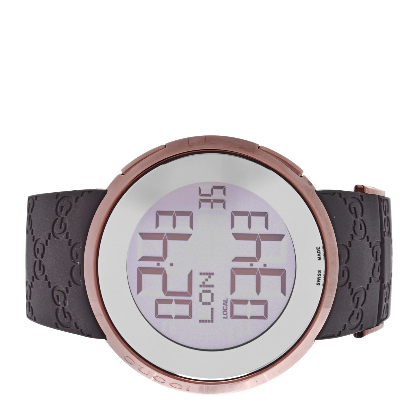 Stainless Steel Rubber 45mm Digital I-Gucci Watch Brown