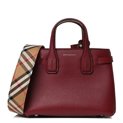 Burberry Grainy Calfskin House Check Baby Banner Tote Crimson 1 of 11