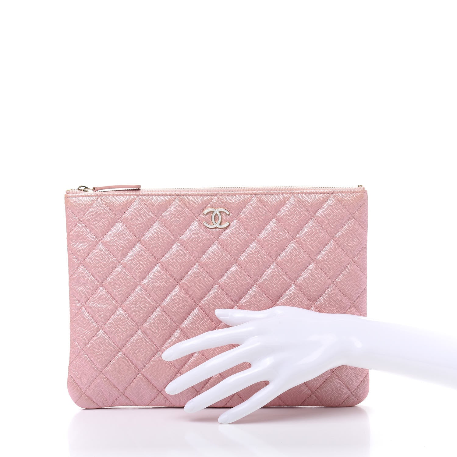 Chanel Iridescent Caviar Quilted Medium Cosmetic Case Rose Pink 2 of 10