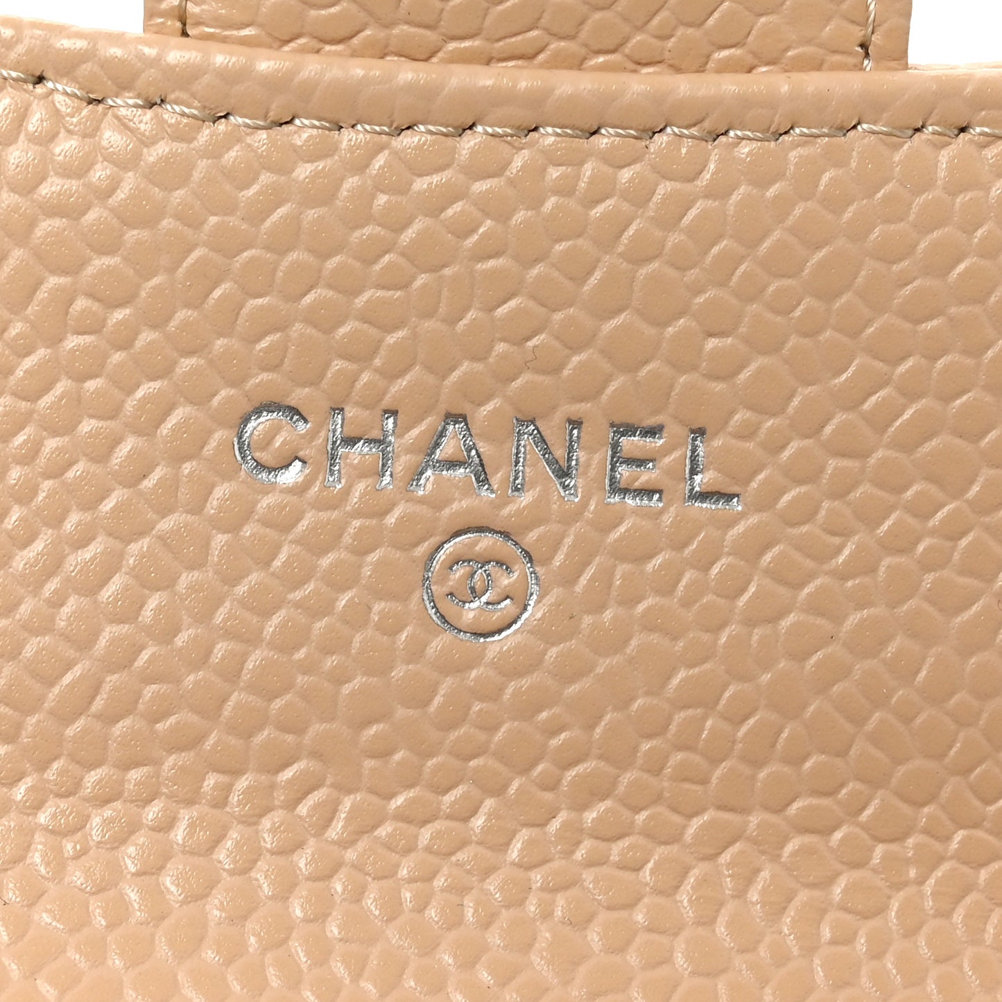 Caviar Quilted Flap Card Holder Wallet Beige