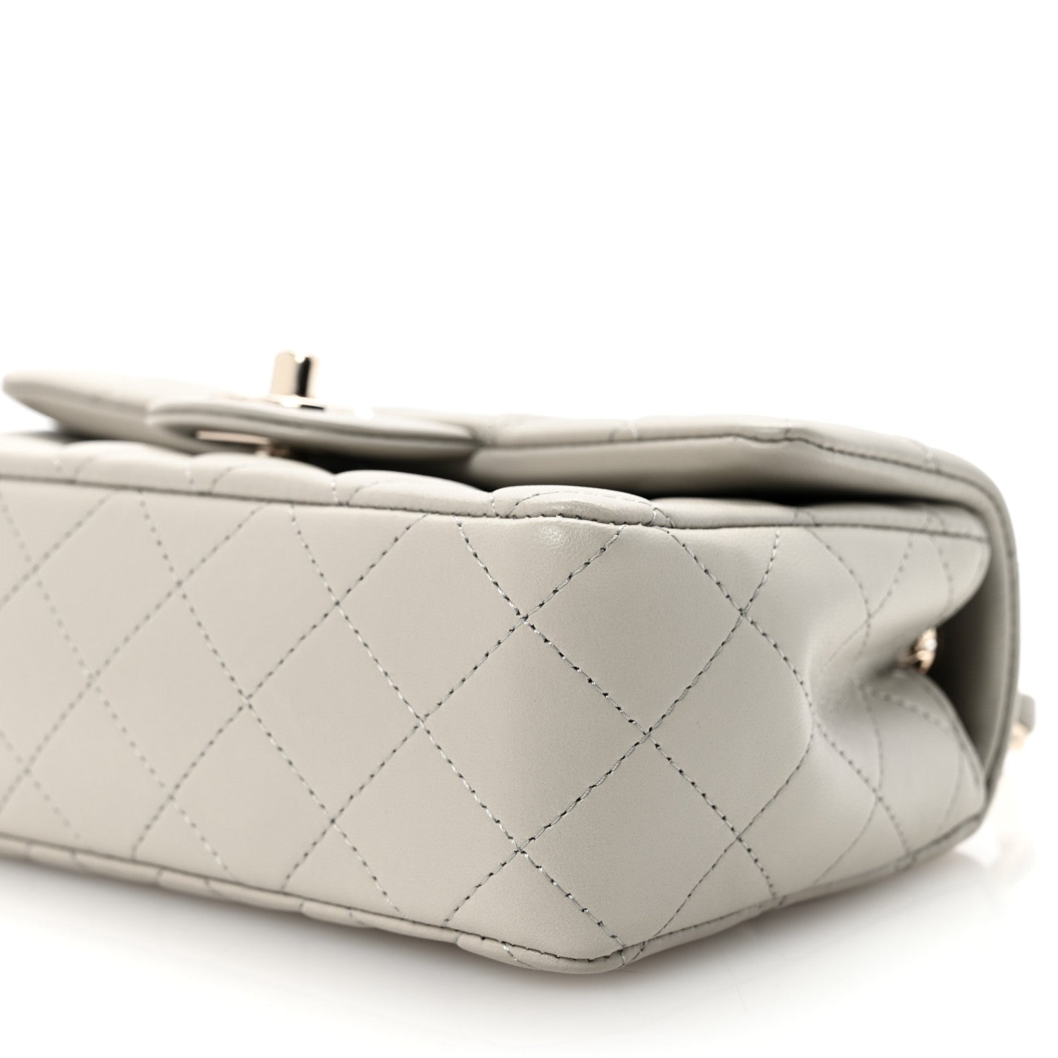 Chanel Lambskin Quilted Mini Rectangular Flap Grey 10 of 11