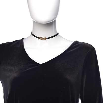 Christian Dior Grosgrain Ribbon J'Adior Logo Choker Necklace Black 2 of 4