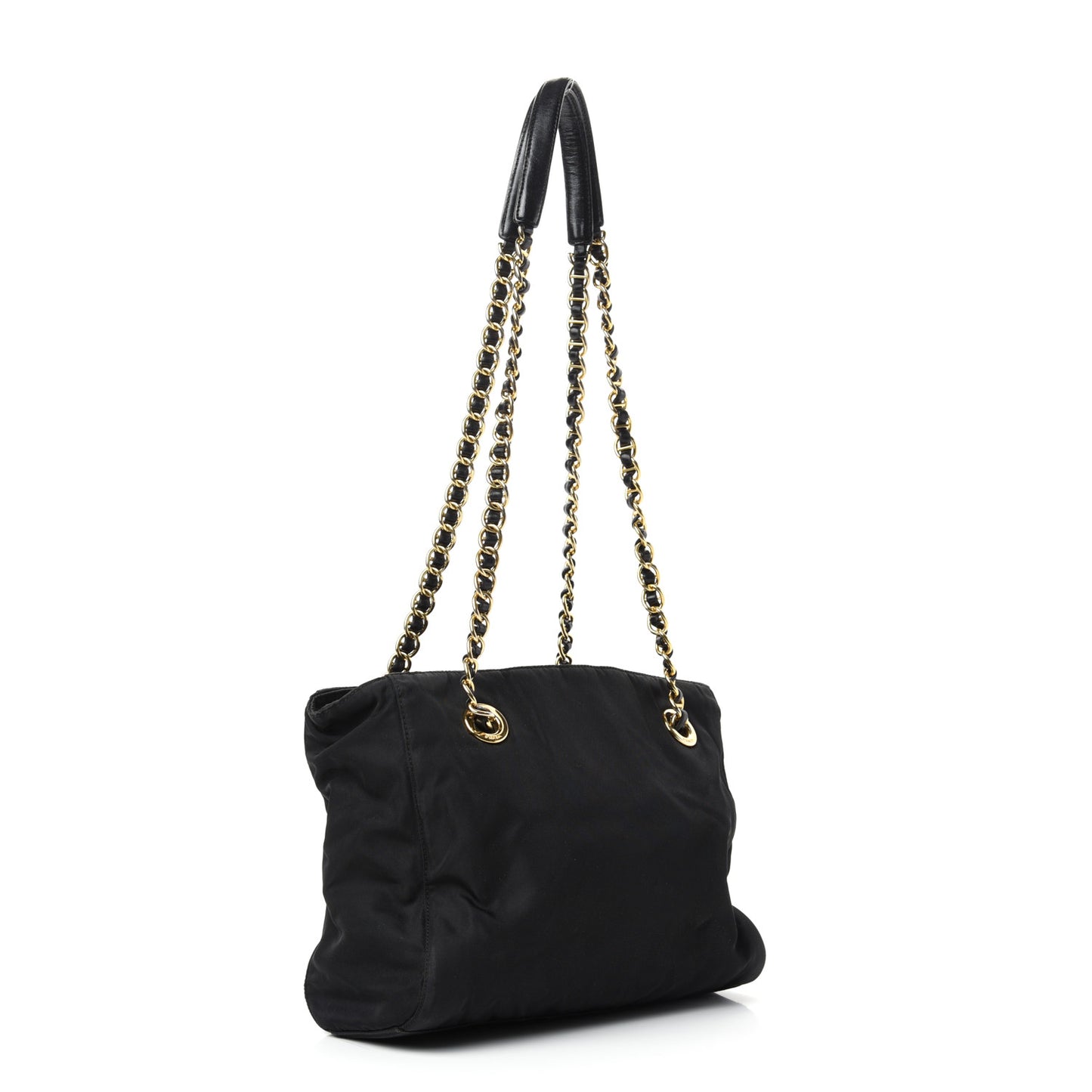 Nylon Tessuto Acciaio Chain Shoulder Bag Black