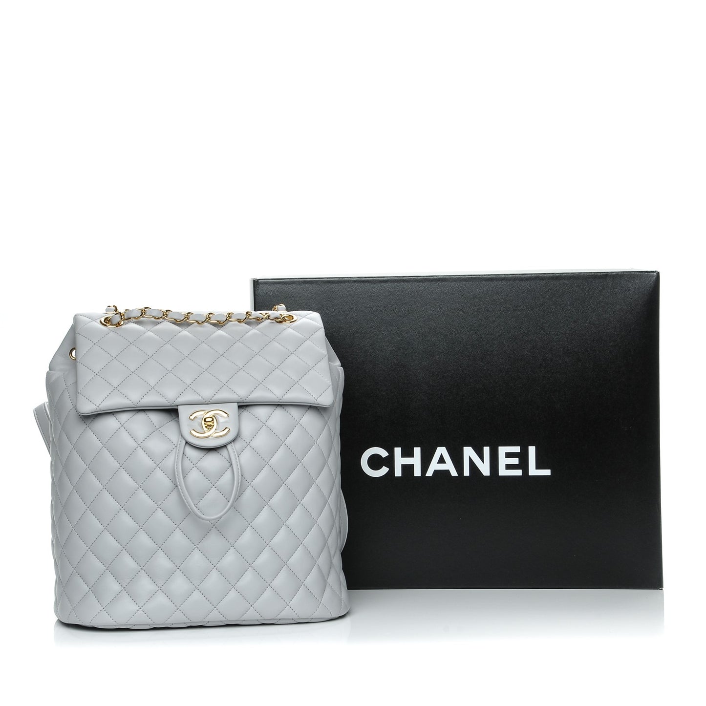 Lambskin Quilted Large Urban Spirit Backpack Grey