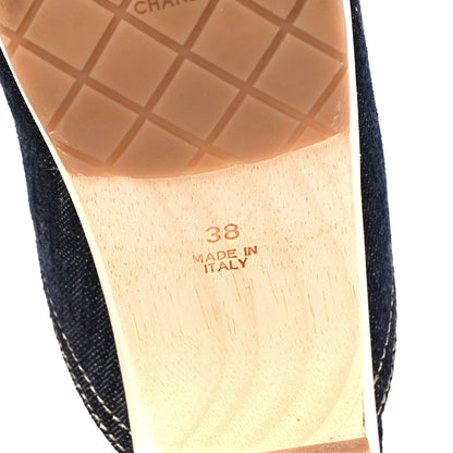 Chanel Denim Wooden CC Clogs 38 Dark Blue 6 of 10