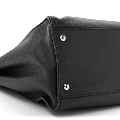 Fendi Vitello Dolce Marmol Patent Crocodile Trapuntata Large Peekaboo Iconic Satchel Black Fumo 11 of 15