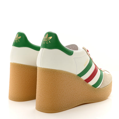 Gucci X ADIDAS Suede Madeira Gazelle Wedge Sneakers 40 Oatmeal White New Shamarock Hibiscus Red 4 of 8