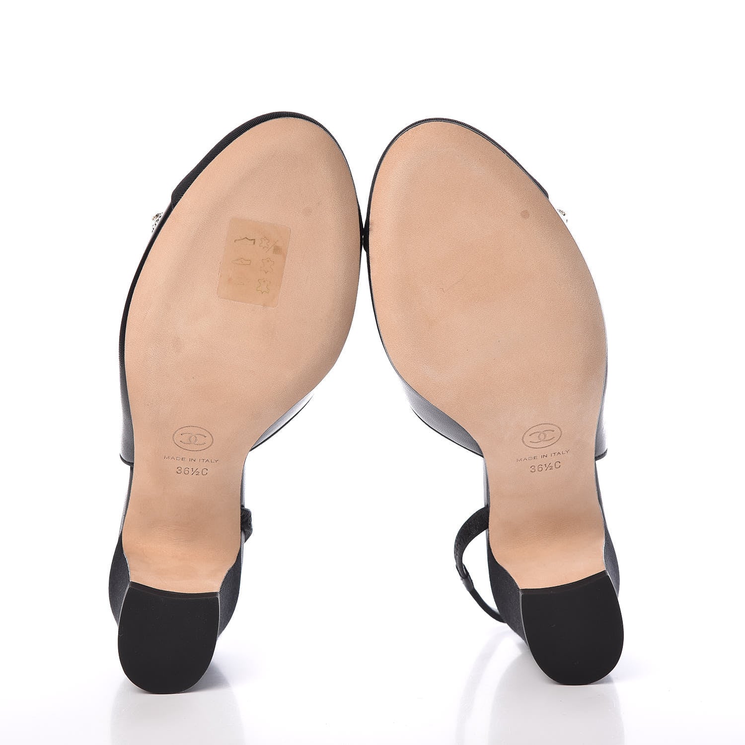 Chanel Lambskin Grosgrain Pearl Cap Toe CC Slingback Pumps 36.5 Black 5 of 8