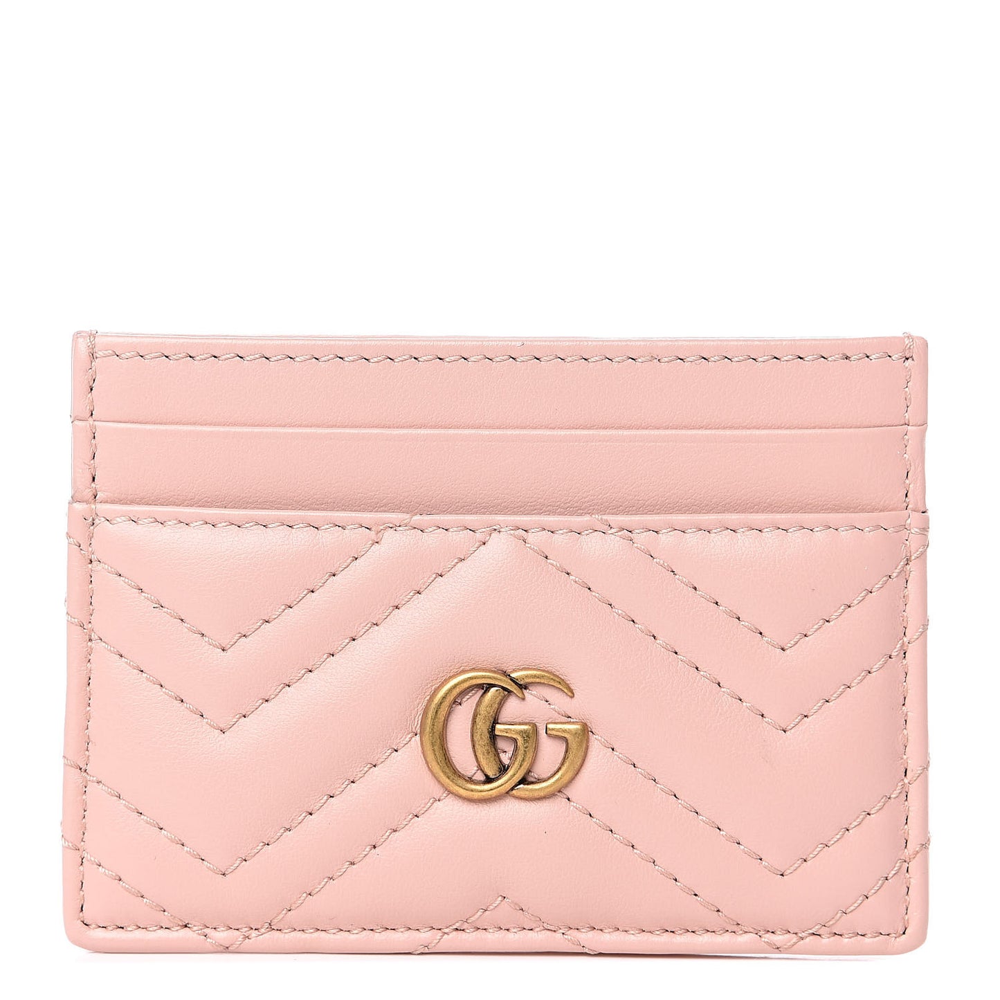 Calfskin Matelasse GG Marmont Card Holder Perfect Pink