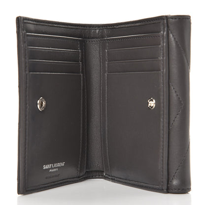 Saint Laurent Lambskin Y Quilted Monogram Compact Loulou Wallet Asphalt 6 of 8