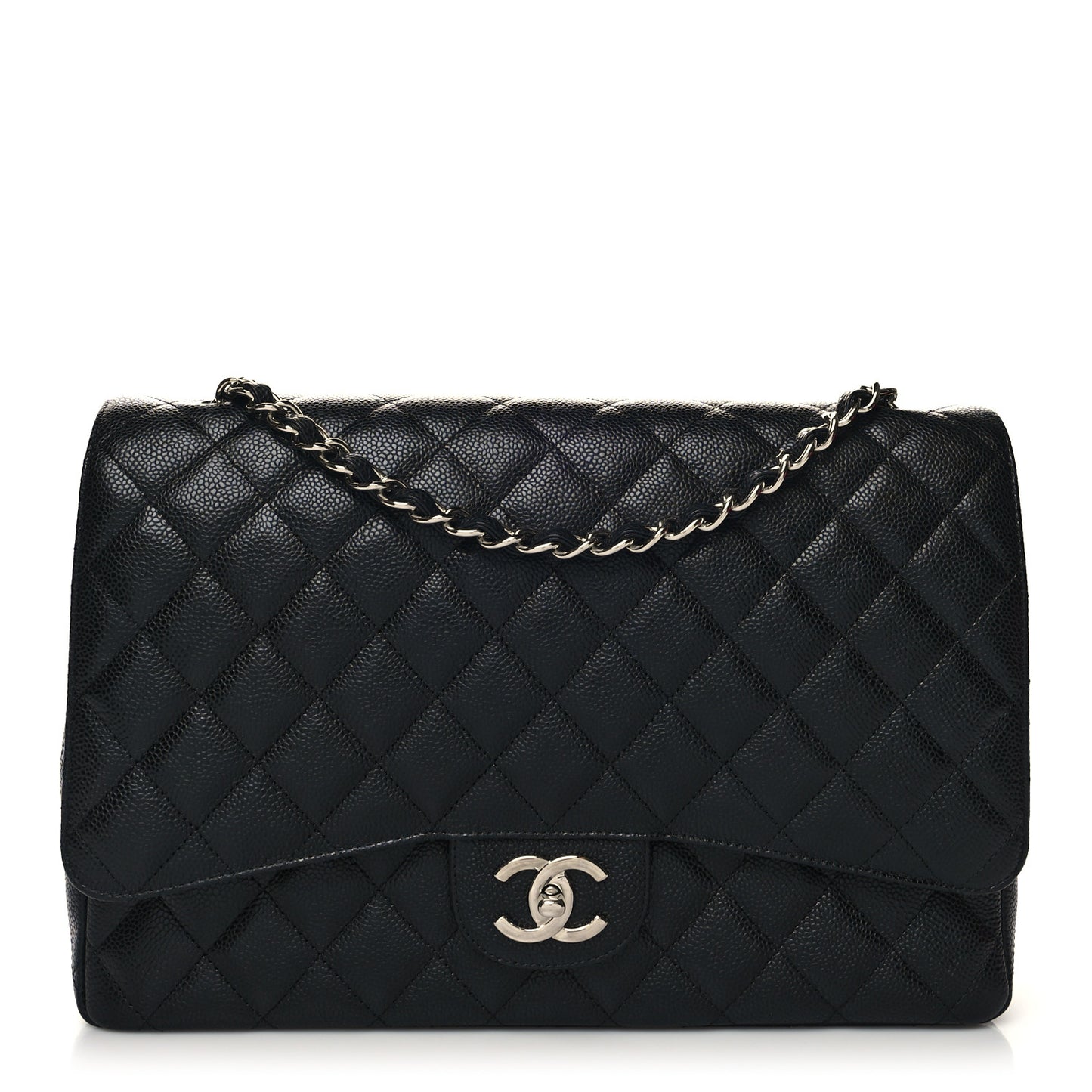 Caviar Quilted Maxi Double Flap Black