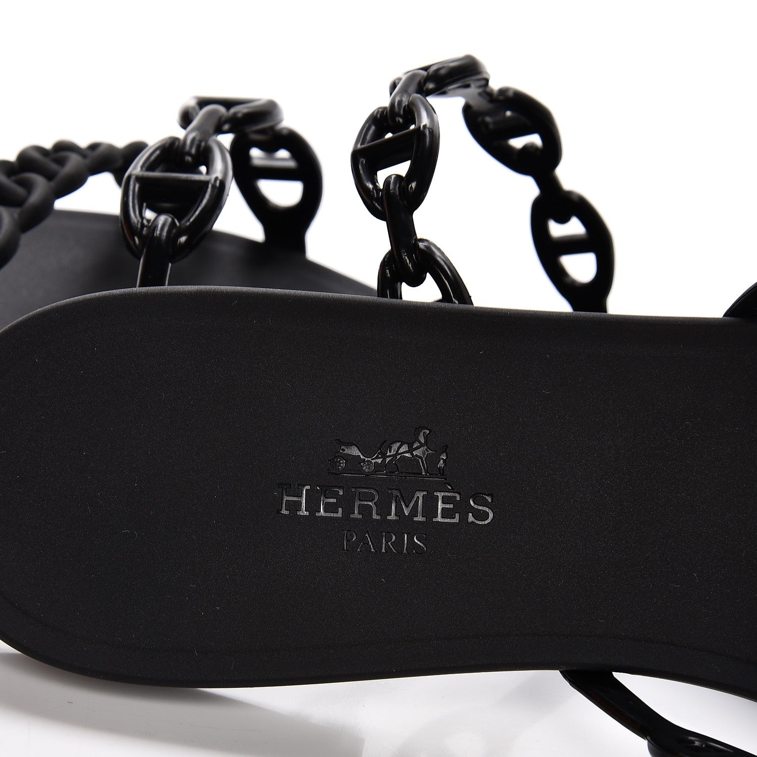 Hermes Rubber Chaine d'Ancre Rivage Sandals 37 Black 7 of 8