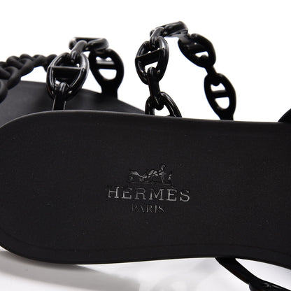 Hermes Rubber Chaine d'Ancre Rivage Sandals 37 Black 7 of 8