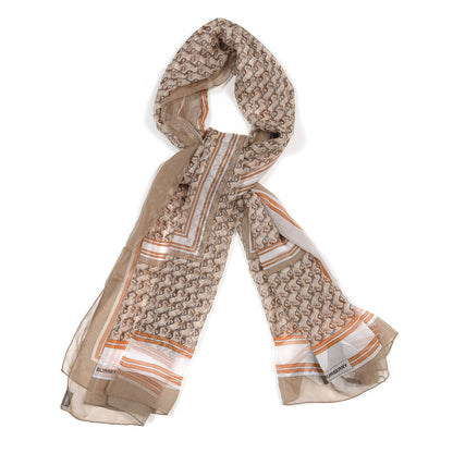 Burberry Silk Chiffon Unicorn Print Oblong Scarf Archive Beige 1 of 4