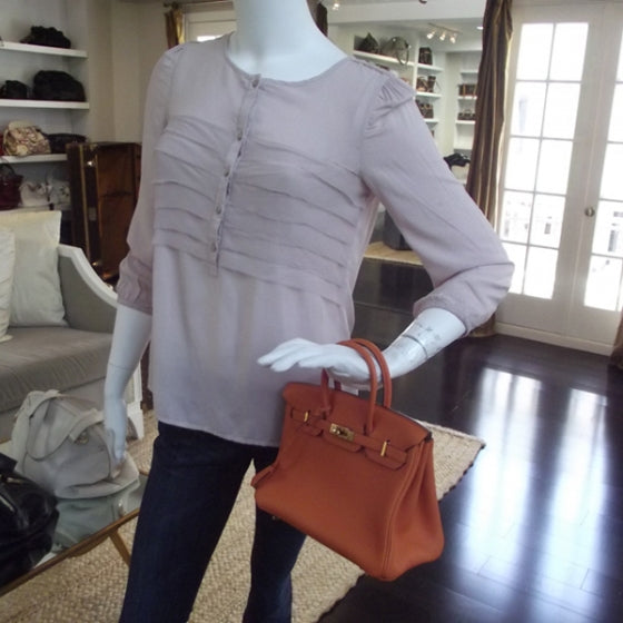 Hermes Taurillon Clemence Birkin 25 Orange 2 of 12