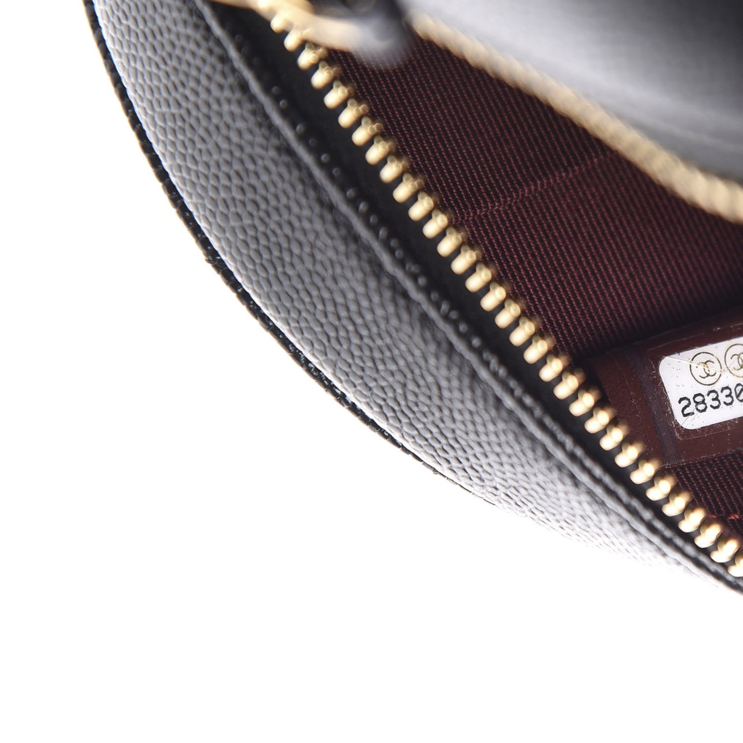 Caviar Quilted Round Clutch With Chain Black