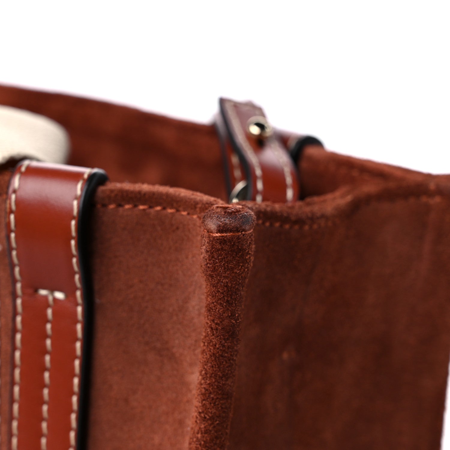 Chloe Suede Calfskin Small Woody Ribbon Tote Sepia Brown 14 of 14
