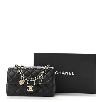 Chanel Lambskin Quilted Mini Coco Charms Rectangular Flap Black 13 of 14