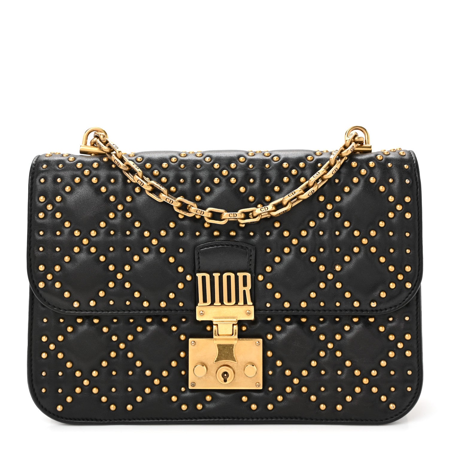 Christian Dior Lambskin Cannage Studded Large Dioraddict Flap Bag Black 1 of 10