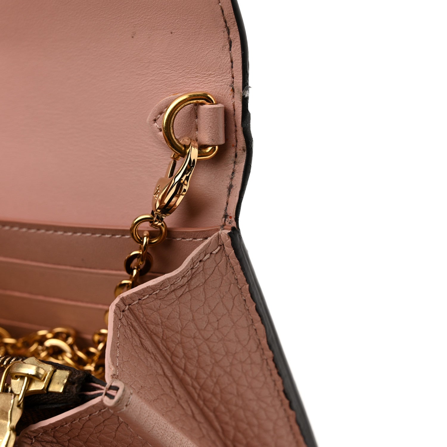 Louis Vuitton Damier Ebene Croisette Chain Wallet Rose Ballerine 15 of 16