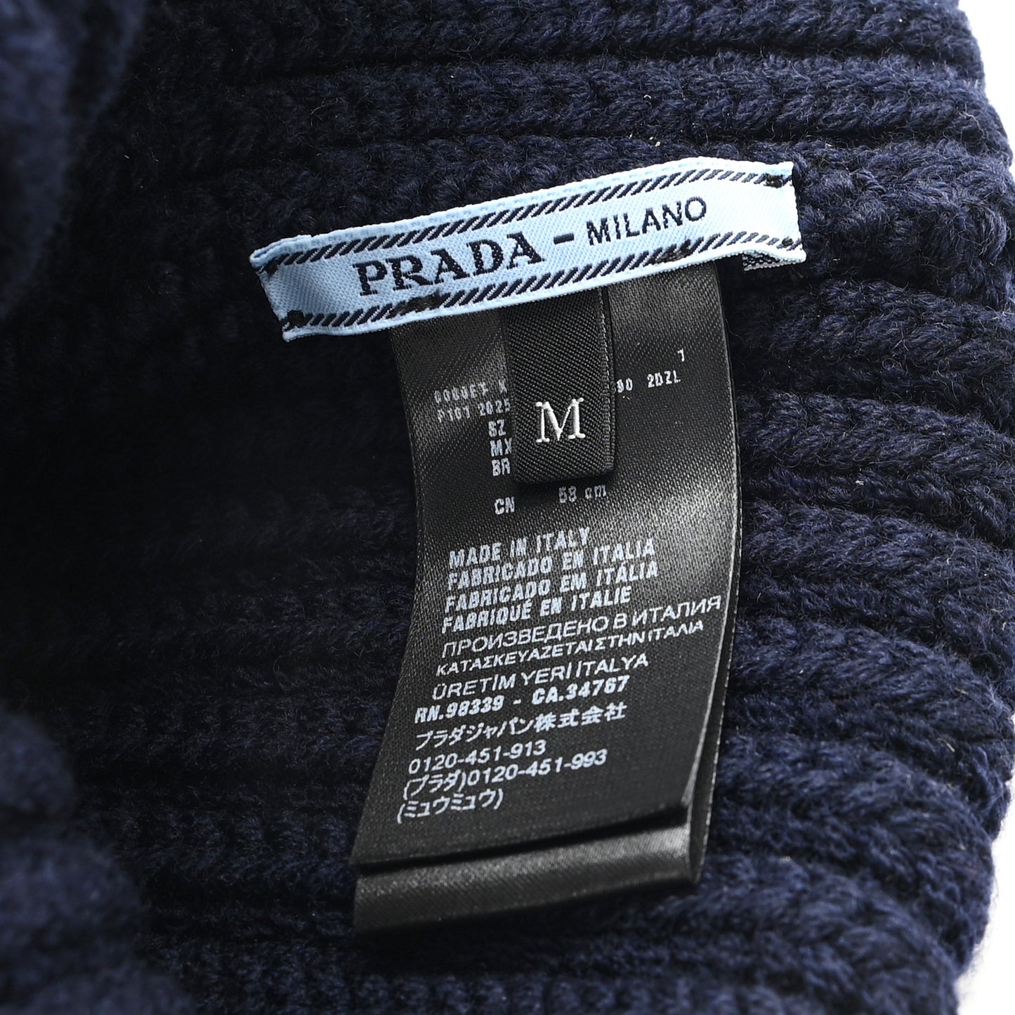 Wool Cashmere Beanie Hat M Blue