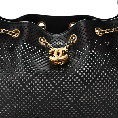 Chanel Perforated Calfskin Small Chanel 25 Handbag Black 8 of 10