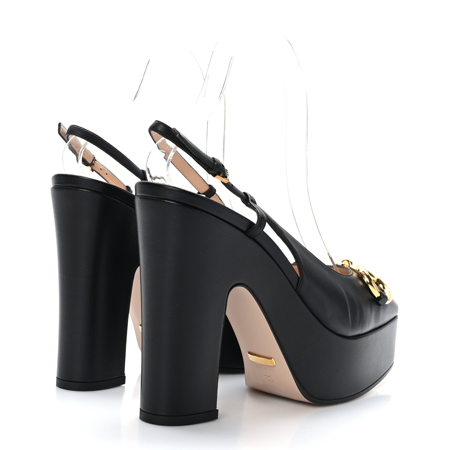 Gucci Nappa Horsebit Platform 35/120mm Slingback Pumps 39 Black 5 of 7