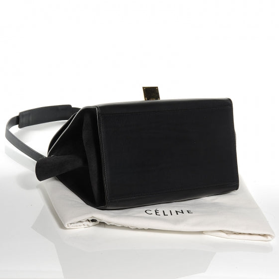 Calfskin and Suede Small Trapeze Navy Blue