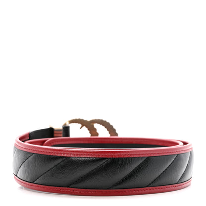 Gucci Azalea Calfskin Matelasse Diagonal Torchon Double G 40mm Belt 95 38 Black Romantic Cherry 2 of 6