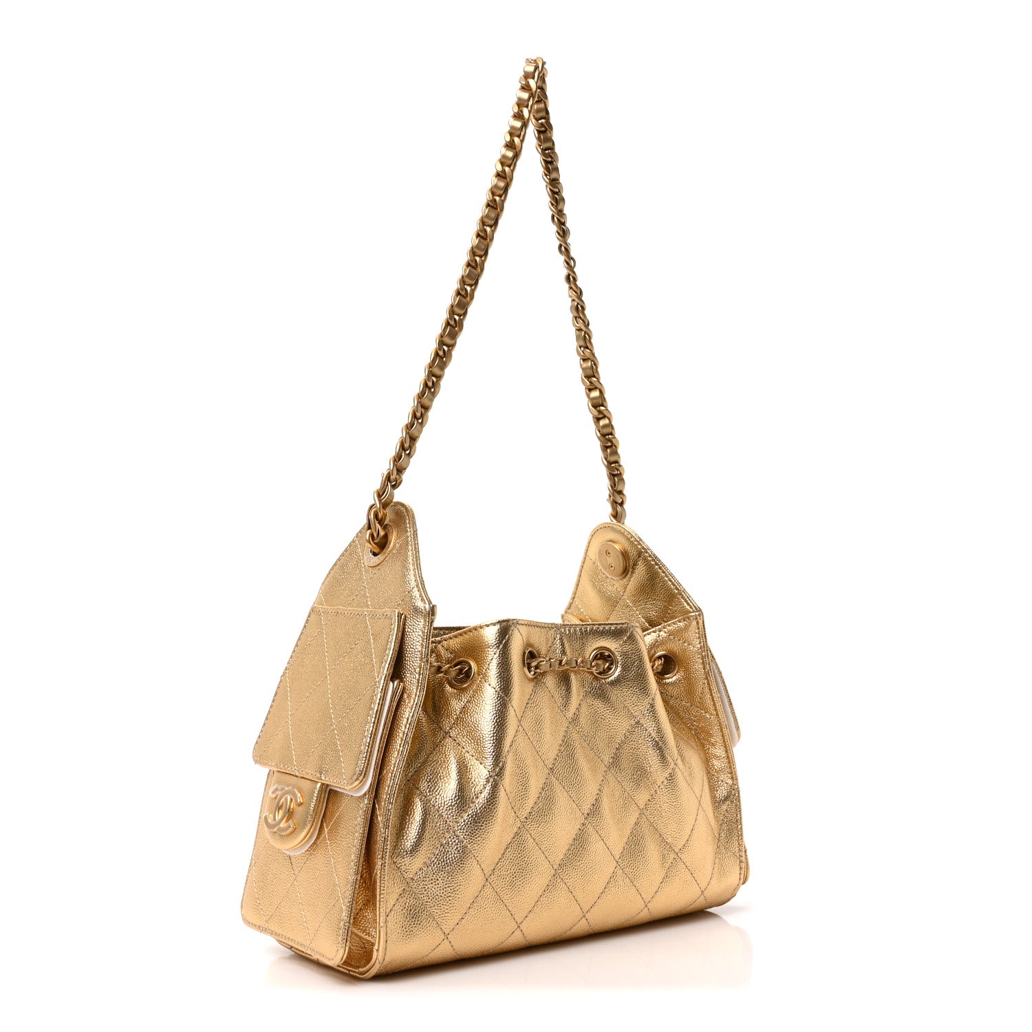 Chanel Metallic Caviar Quilted Mini Chanel 25 Handbag Gold 3 of 11
