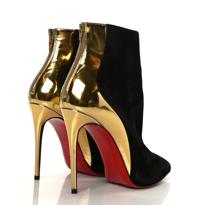 Christian Louboutin Veau Velours Specchio 100 Delicotte Booties 36 Black Gold 4 of 7