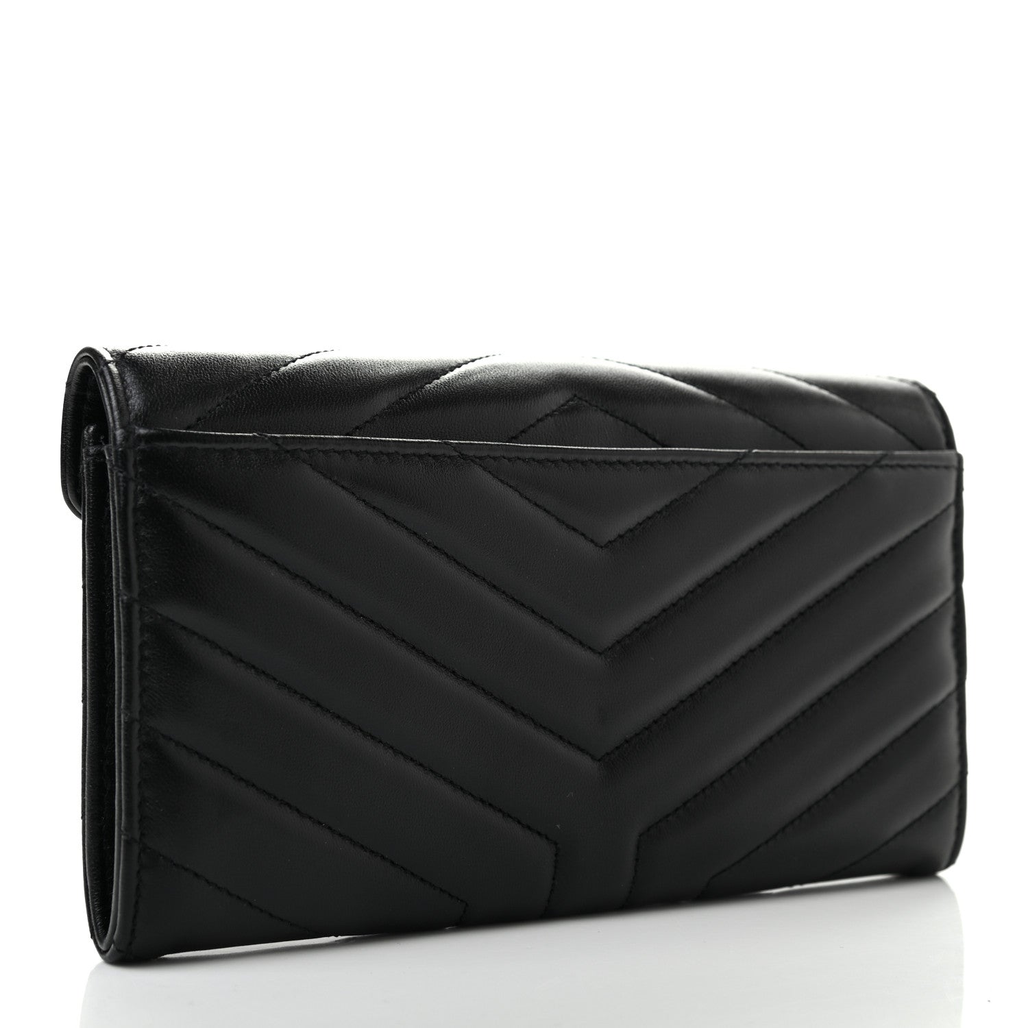 Saint Laurent Lambskin Y Quilted Monogram Large Loulou Flap Wallet Black 3 of 7