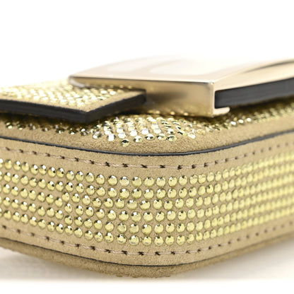 Fendi Crystal Vitello Laminato FF Nano Maxi Buckle Baguette Charm Light Gold 8 of 9