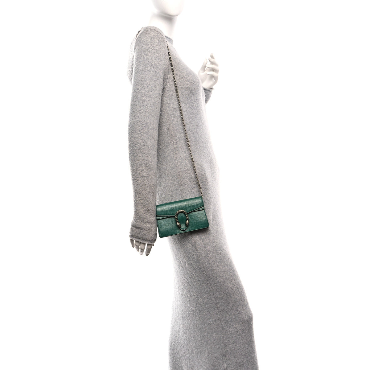 Gucci Dollar Calfskin Crystal Super Mini Dionysus Shoulder Bag Emerald 3 of 29