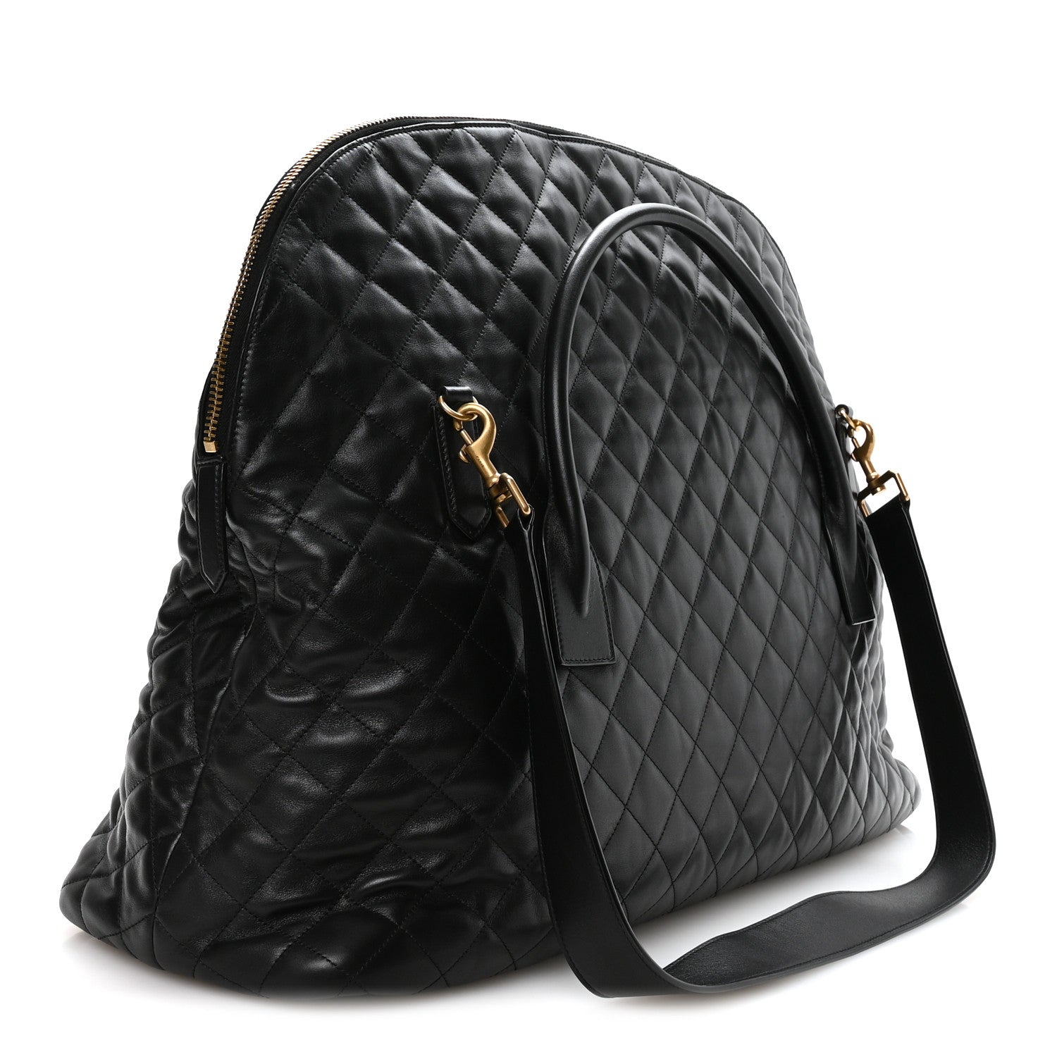 Saint Laurent Calfskin Quilted ES Giant Travel Bag Black 2 of 9
