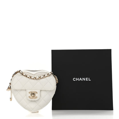 Chanel Lambskin Quilted CC In Love Heart Clutch With Chain White 10 of 10