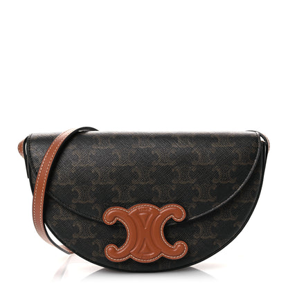Celine Calfskin Triomphe Canvas Besace Tan 1 of 11