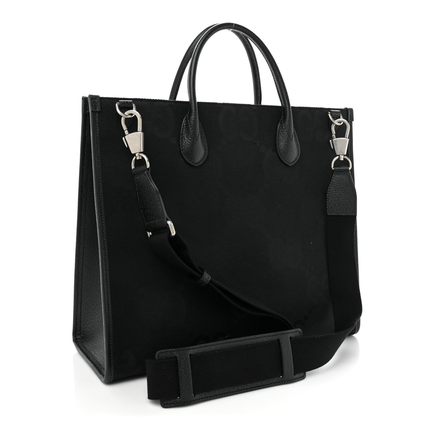 Monogram Jumbo GG Textured Dollar Calfskin Tote Bag Black