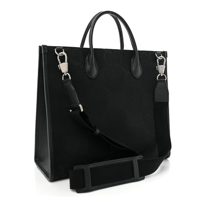Gucci Monogram Jumbo GG Textured Dollar Calfskin Tote Bag Black 3 of 13