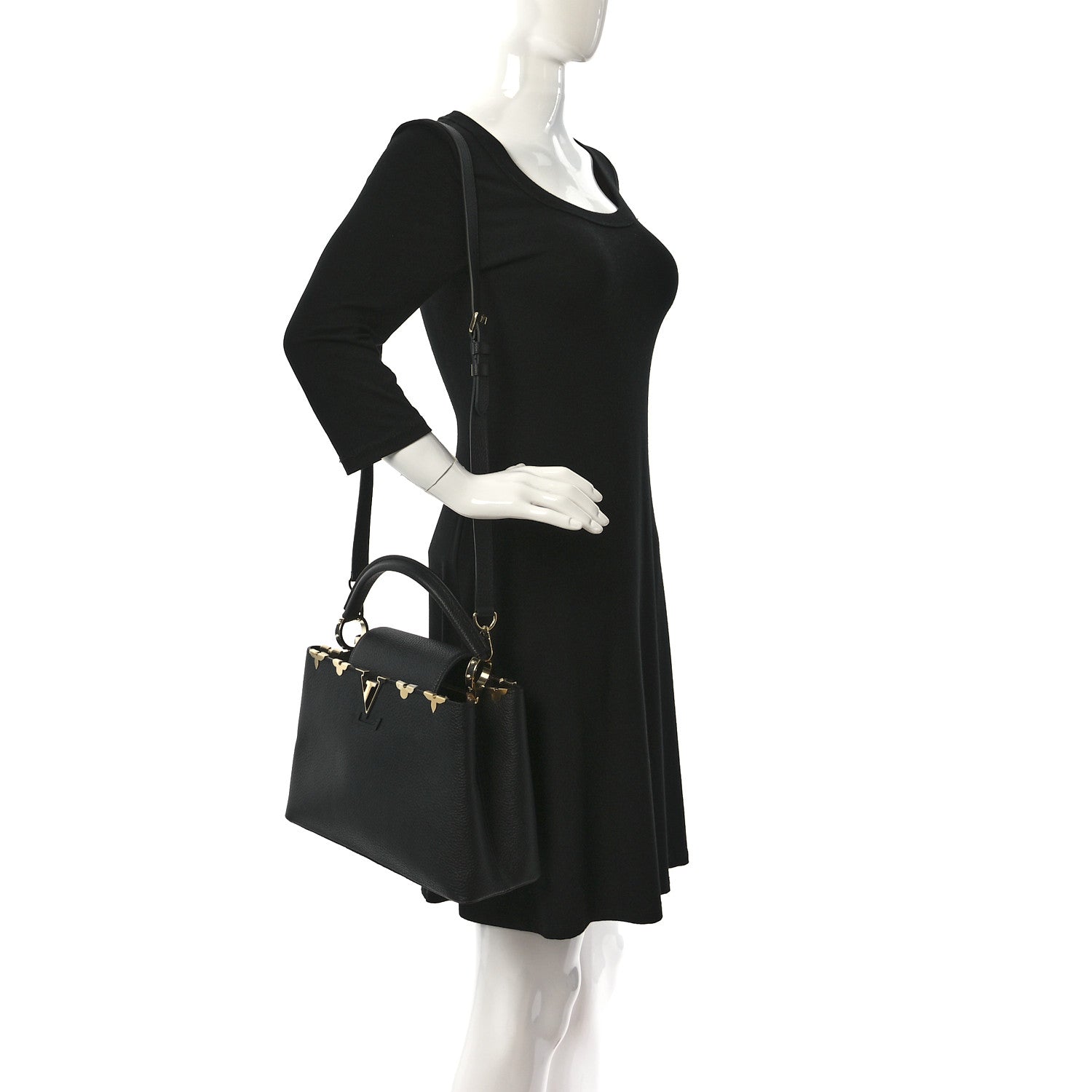 Louis Vuitton Taurillon Embellished Flower Crown Capucines MM Black 3 of 8