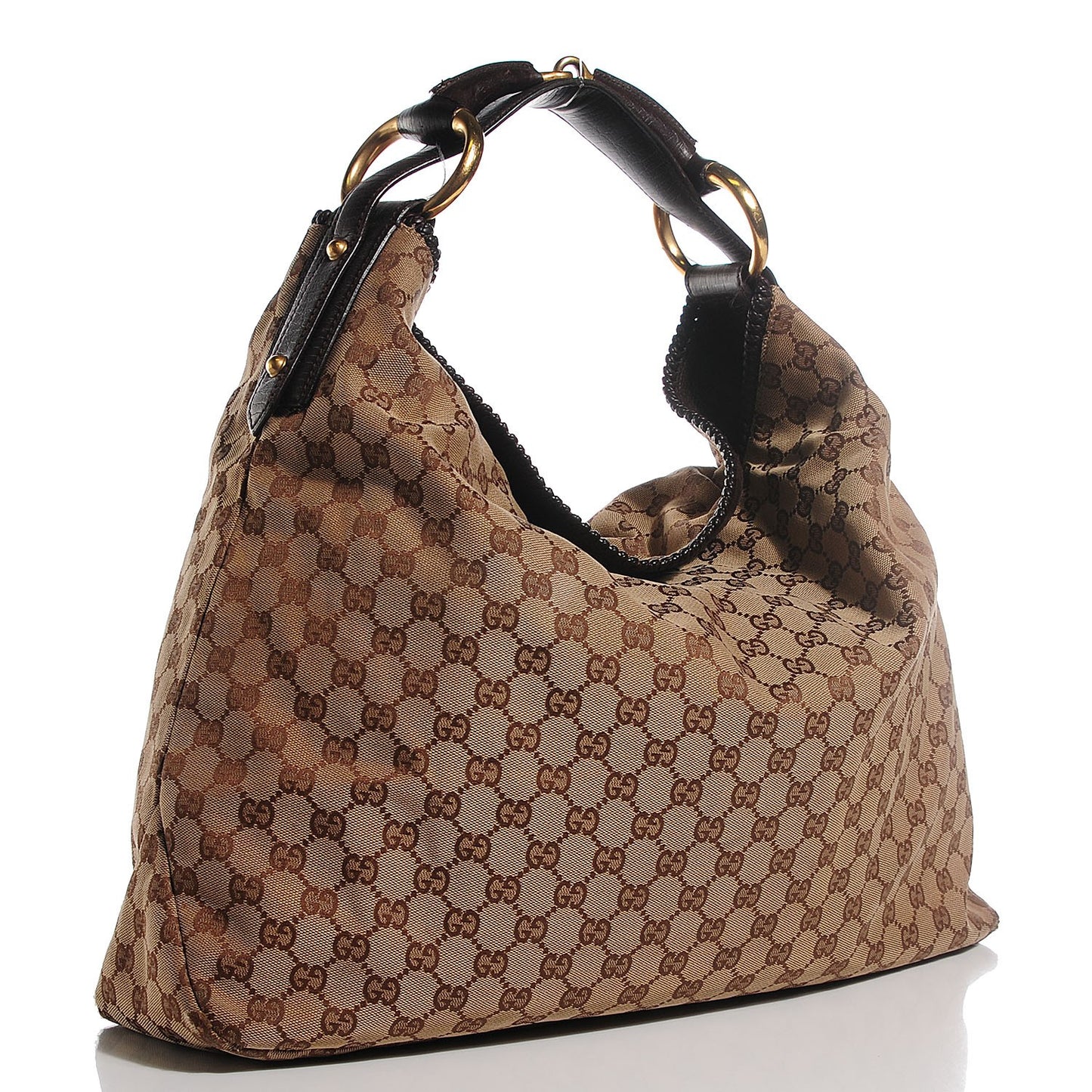 Monogram Large Horsebit Chain Hobo Dark Brown